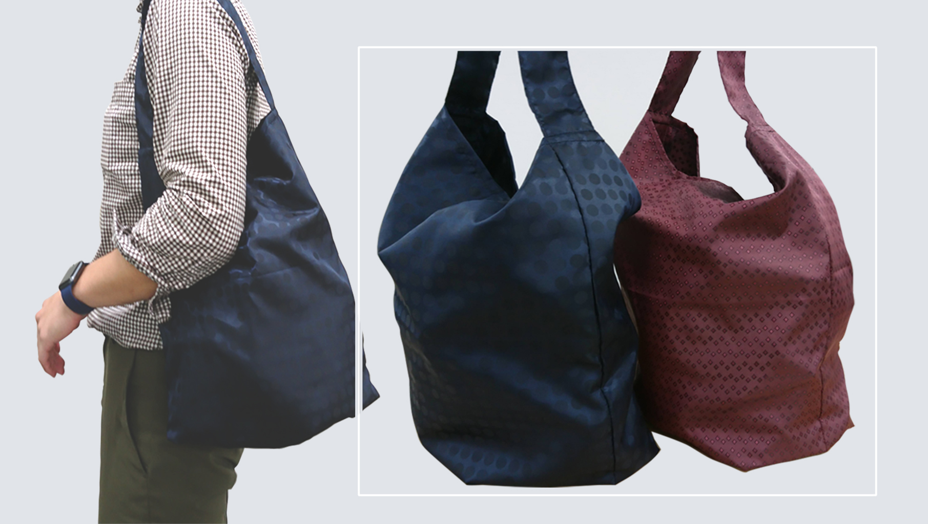 ポリエステル-エコバッグ-買い物バッグ-コンビニ-室谷-ジャカード-裏地
